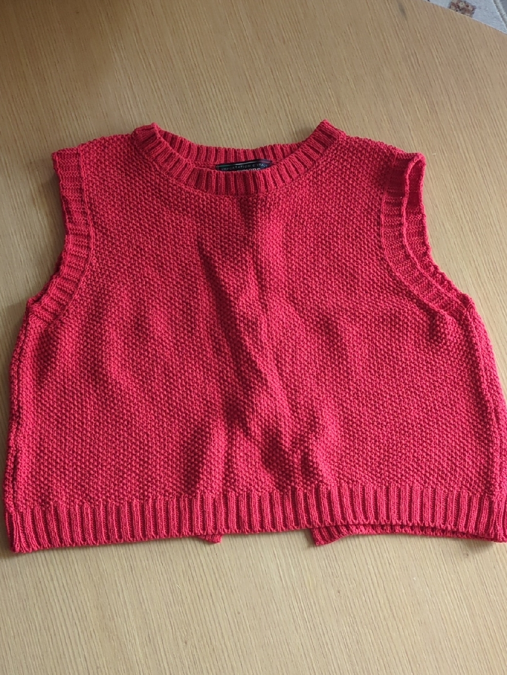 Simons Bright Red Knit Sweater Vest